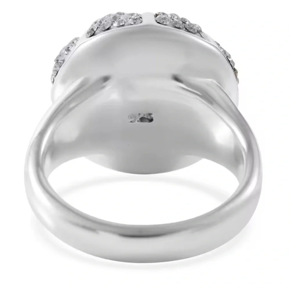White Austrian Crystal Floral Ring in Sterling Silver